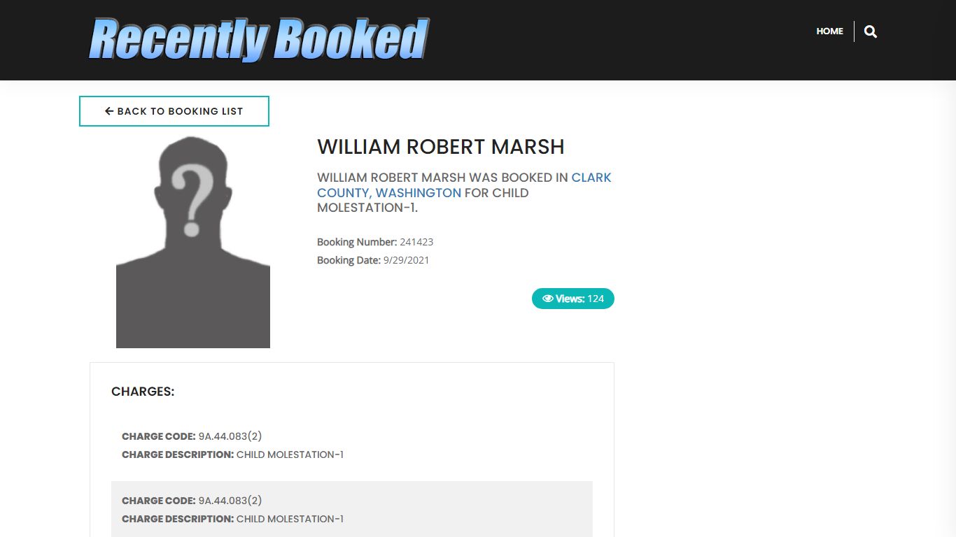 Recent Booking / Mugshot for WILLIAM ROBERT MARSH in Clark County ...